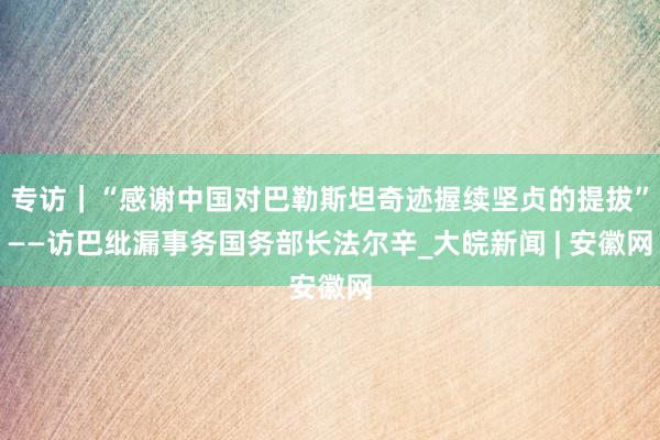 专访｜“感谢中国对巴勒斯坦奇迹握续坚贞的提拔”——访巴纰漏事务国务部长法尔辛_大皖新闻 | 安徽网