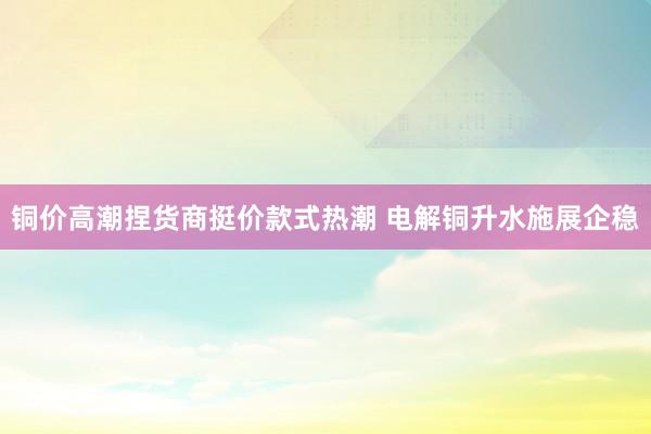 铜价高潮捏货商挺价款式热潮 电解铜升水施展企稳