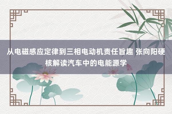 从电磁感应定律到三相电动机责任旨趣 张向阳硬核解读汽车中的电能源学