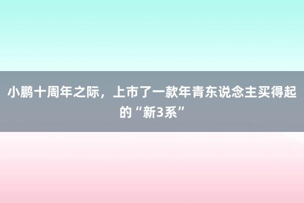 小鹏十周年之际，上市了一款年青东说念主买得起的“新3系”