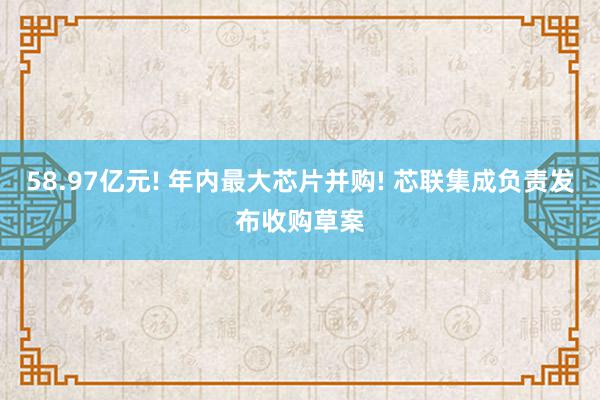 58.97亿元! 年内最大芯片并购! 芯联集成负责发布收购草案