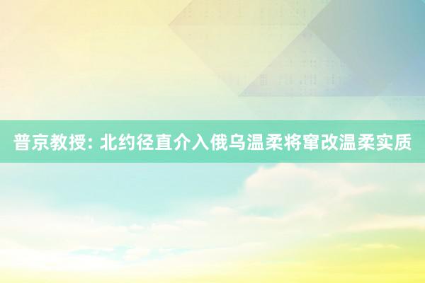 普京教授: 北约径直介入俄乌温柔将窜改温柔实质