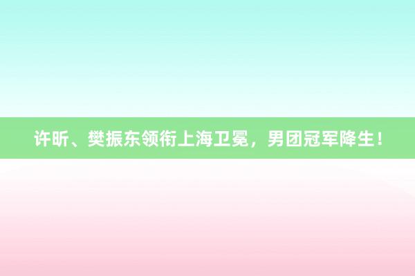 许昕、樊振东领衔上海卫冕，男团冠军降生！