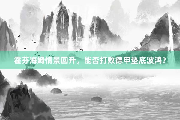 霍芬海姆情景回升，能否打败德甲垫底波鸿？